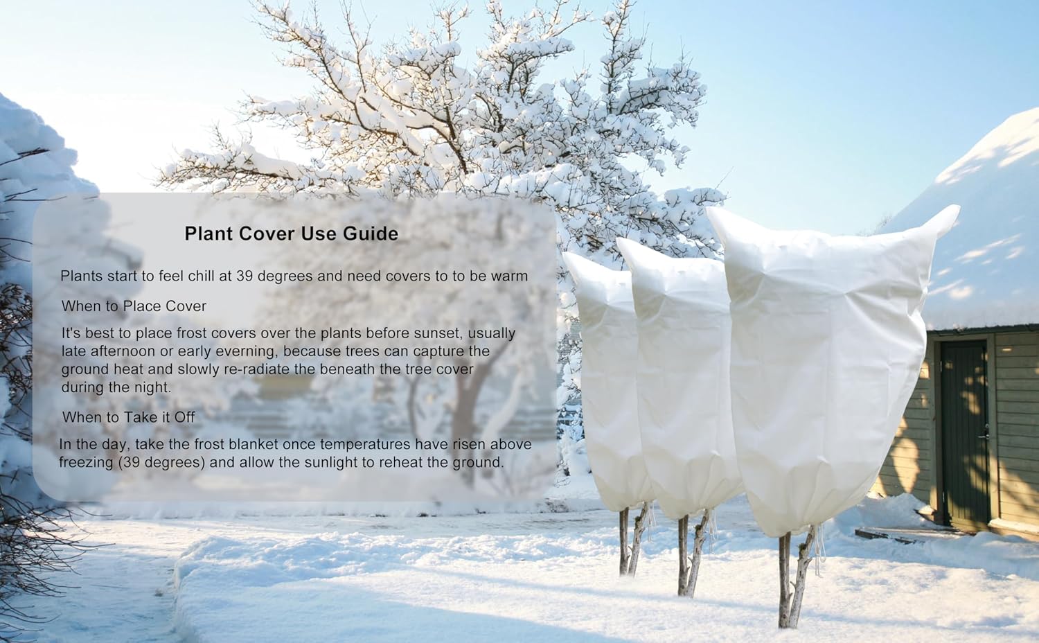 Gardzen 5-Pack Plant Cover Drawstring Tree Cover, Winter Freeze Plant Protection, Tree Jacket Frost Blanket for Outdoor