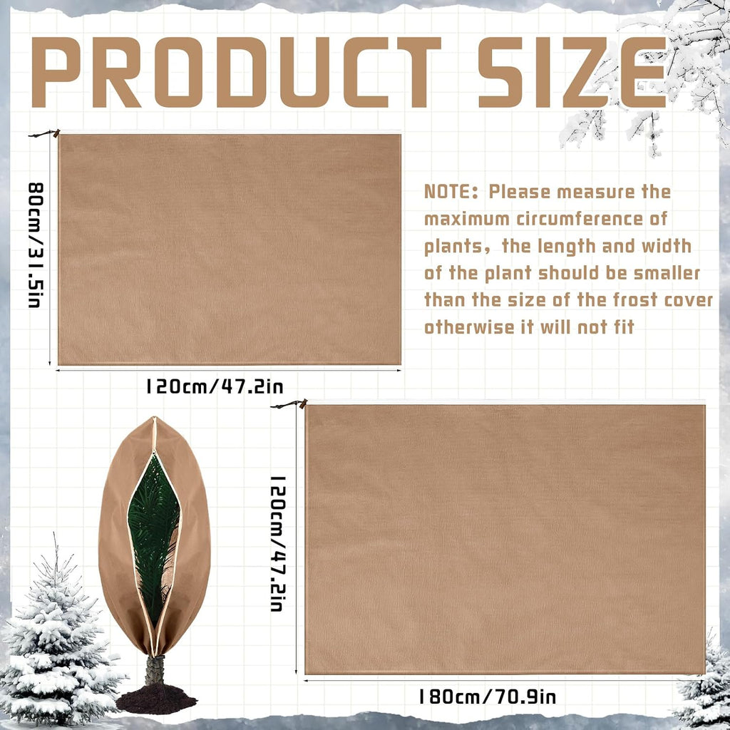4 Pcs Plant Covers Freeze Protection Reusable Plant Protector with Zipper and Drawstring, Winter Bush Covers Freeze