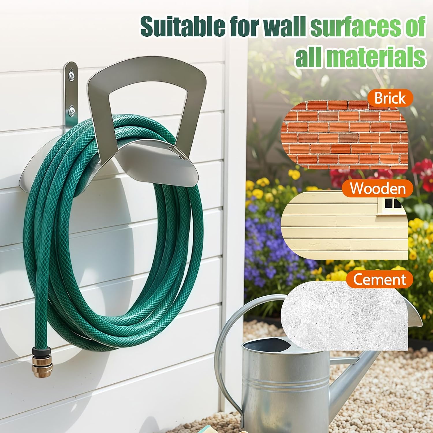 Primst Garden Hose Holder Wall Mount Hose Hanger Heavy Duty Metal Hose Bracket Water Hose Storage Organizer Durable