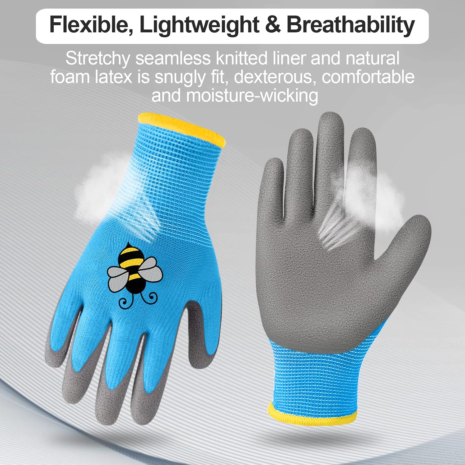 18 Pairs Kids Gardening Gloves Foam Rubber (Medium (Age 6-8)) | Children Garden Work Gloves Waterproof Rubber Coated