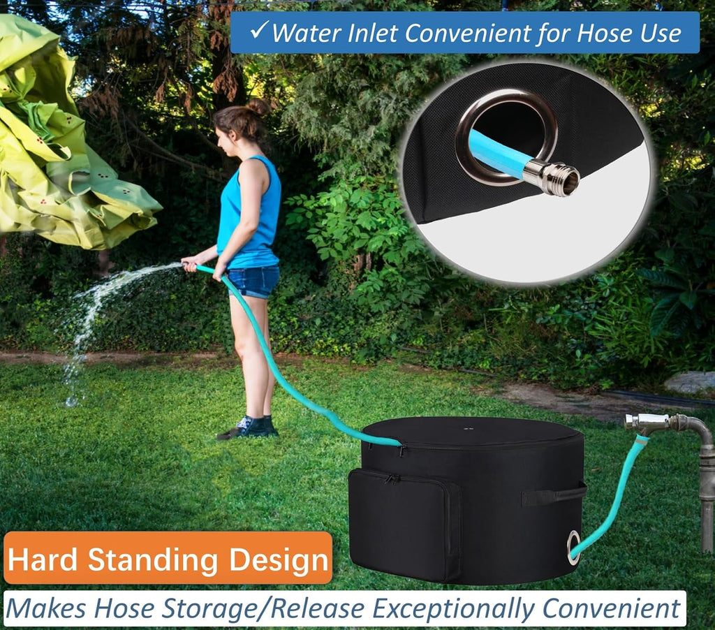 Garden Hose Holder Standing Bag, Water Hose Holder Pot Bag for Outside, with Hose Entry Hole; Drainage & Breathable