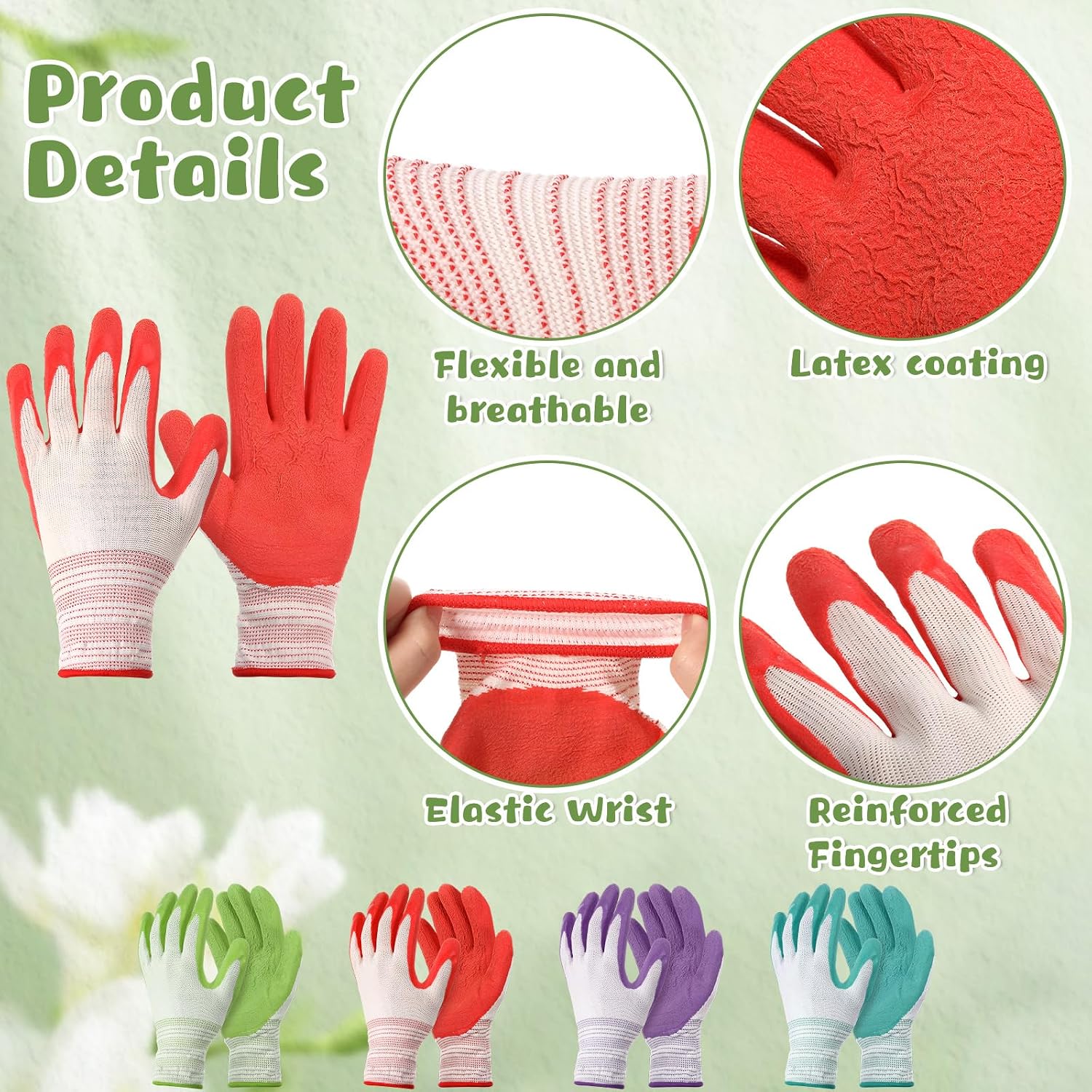 Cutecrop 24 Pairs Gardening Gloves Bulk for Women Breathable Rubber Coated Yard Garden Gloves Ladies Outdoor Protective