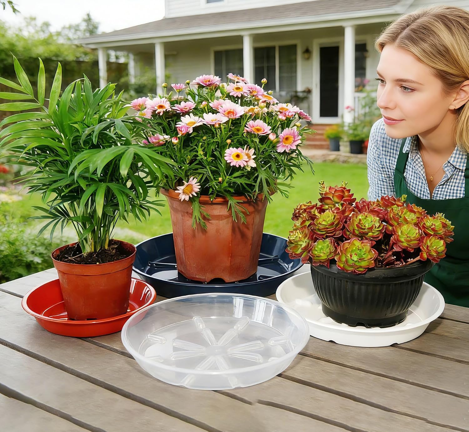 4 Pack of 14 inch Plant Saucer Plant Tray, Plastic Plant Saucer, Plant Tray for Pots, Plant Saucers for Indoors