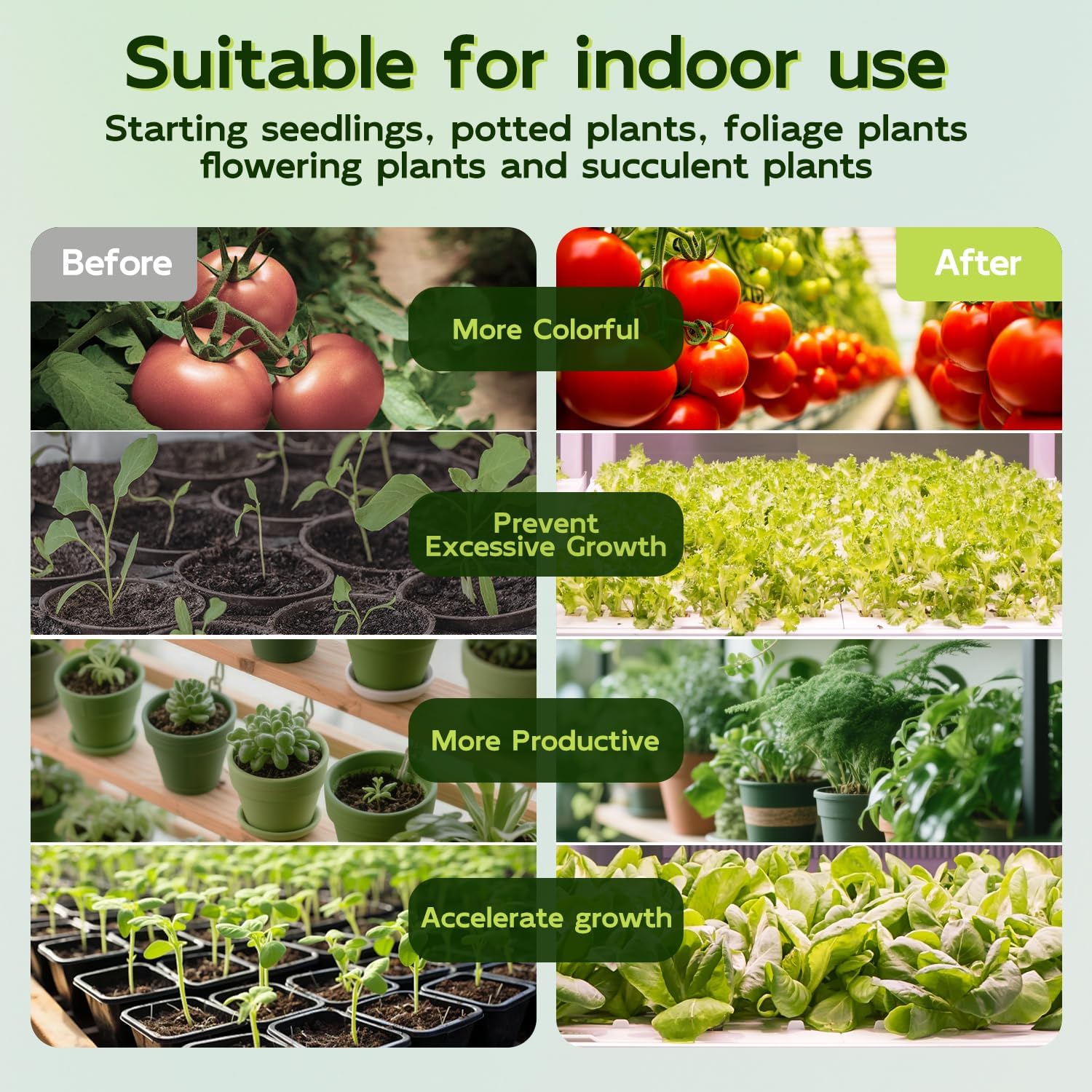 Hlite 16inch LED Grow Lights - Linkable Grow Lights for Indoor Plants | Full Spectrum Plant Lights Plug and Hanging