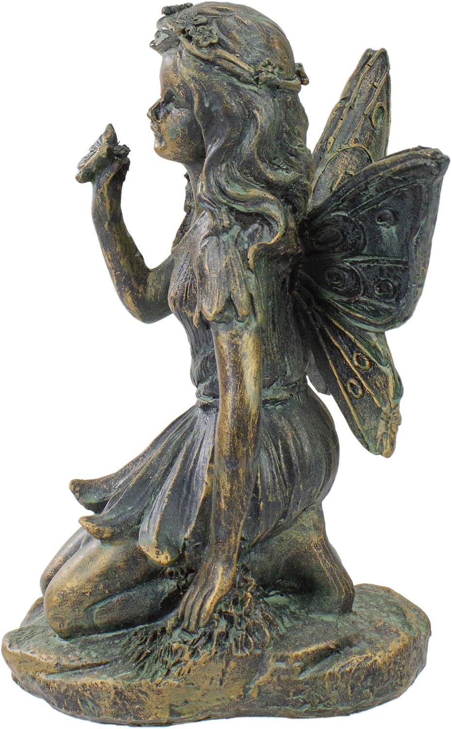 Northlight 2 Bronze Kneeling Fairies Flowers Butterfly Garden Statues 7"