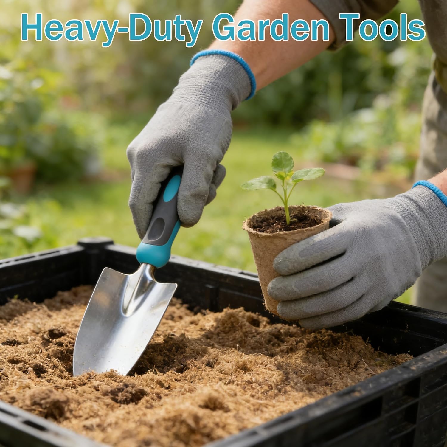 Gardening Tools, Carsolt 10 Piece Heavy Duty Stainless Steel Garden Tools Set with Ergonomic Rubber Handle. Variety of