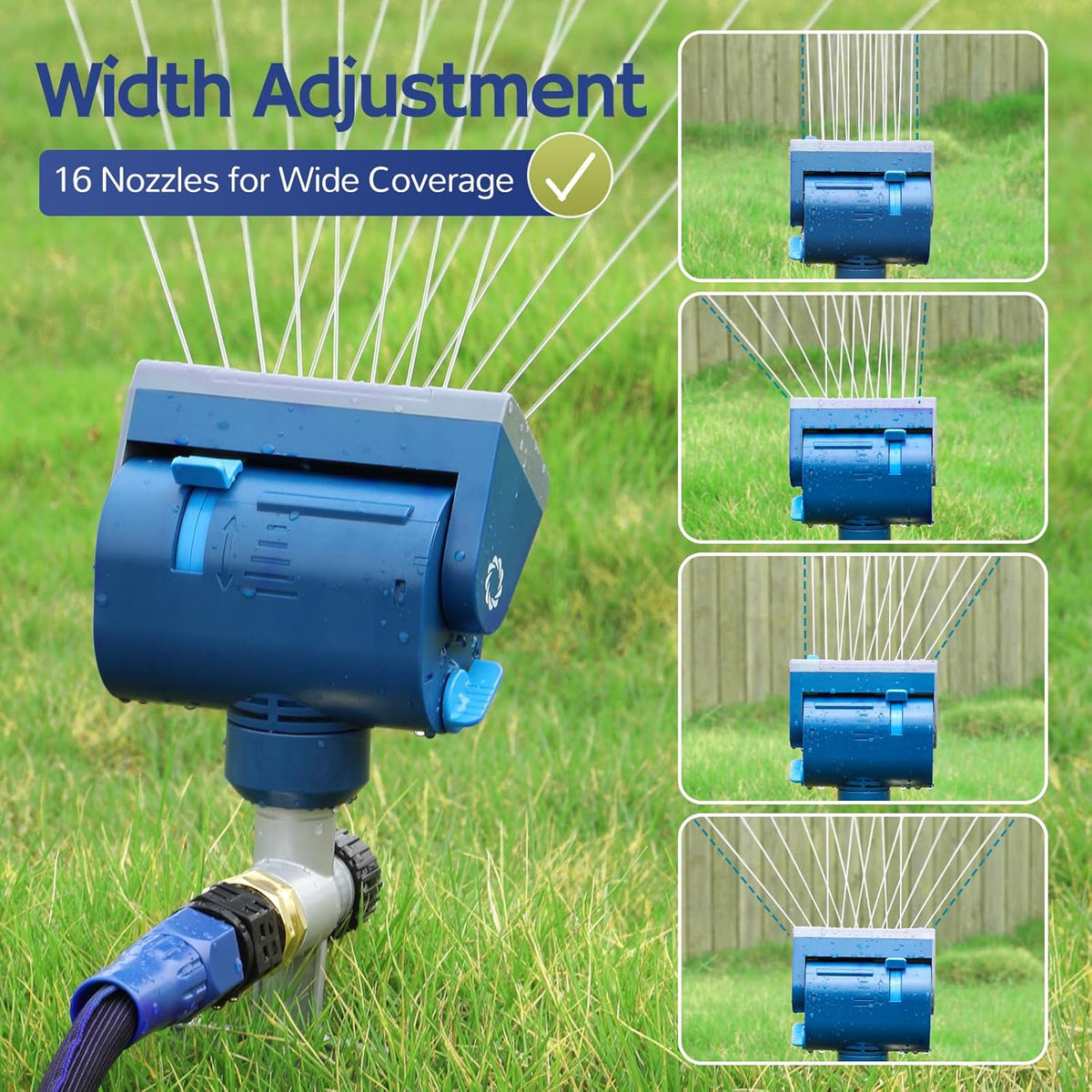 Airthereal Oscillating Sprinkler with Metal Step Spike and Quick Connect Adapter Set, Control Watering Range, Width