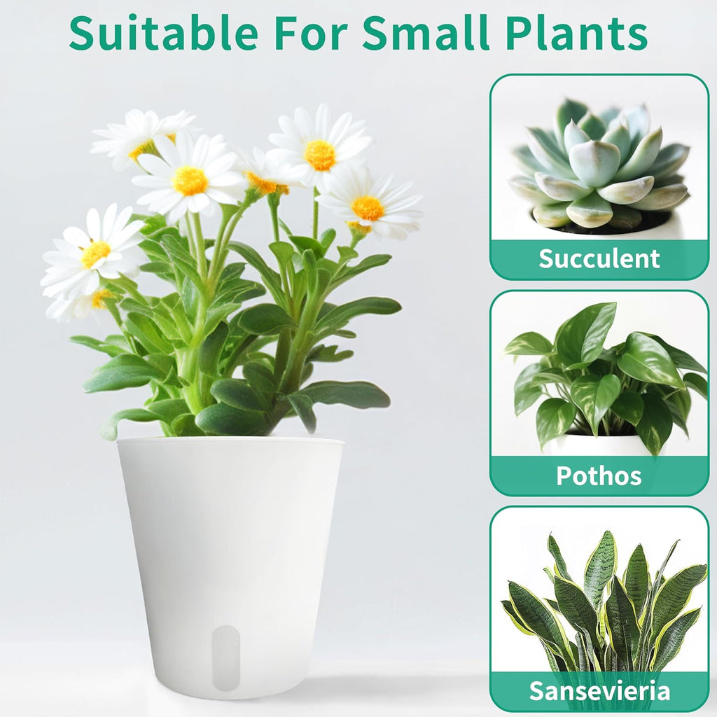 TCBWFY 5 Inch Self Watering Pots for Indoor Plants,5 Sets Self Watering Planter Pots with Visual Water Level Window and