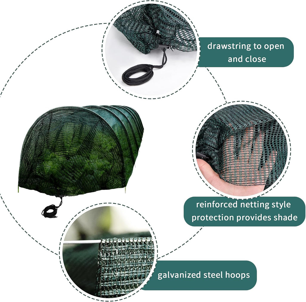 2 Pack Garden Tunnel Shade Net Cover - 10FT Shade Net Tunnel Plant Row Cover - Plant Gardening Net for Greenhouse