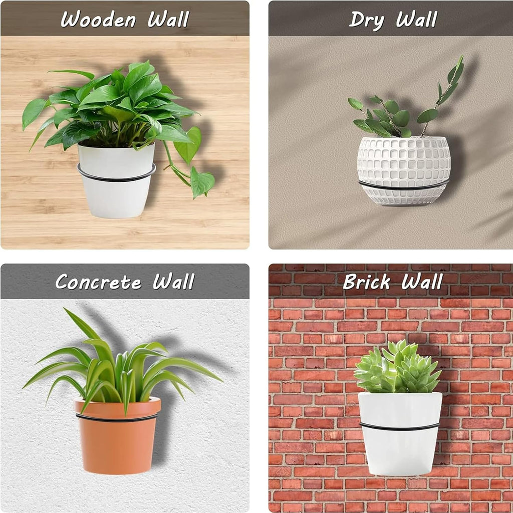 Jiozermi 6 Pack 8 inch Flower Pot Holder Ring, Wall Mounted Black | Flower Pot Holder Ring Wall Mounted Set Wall