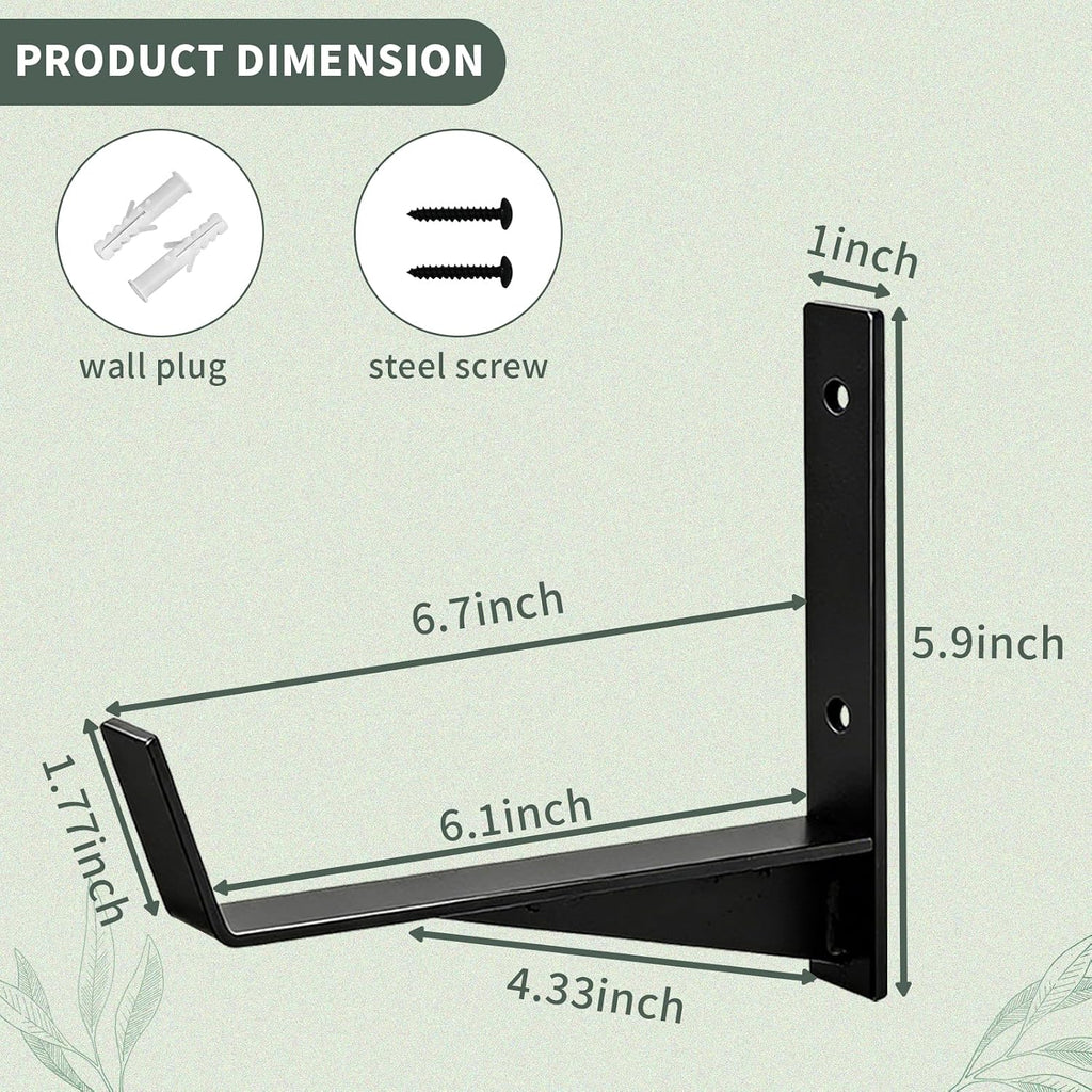 Window Box Brackets, 6 inch Flower Planter Box Brackets, Heavy Duty Metal Flower Box Wall Mounting Hooks for Railings