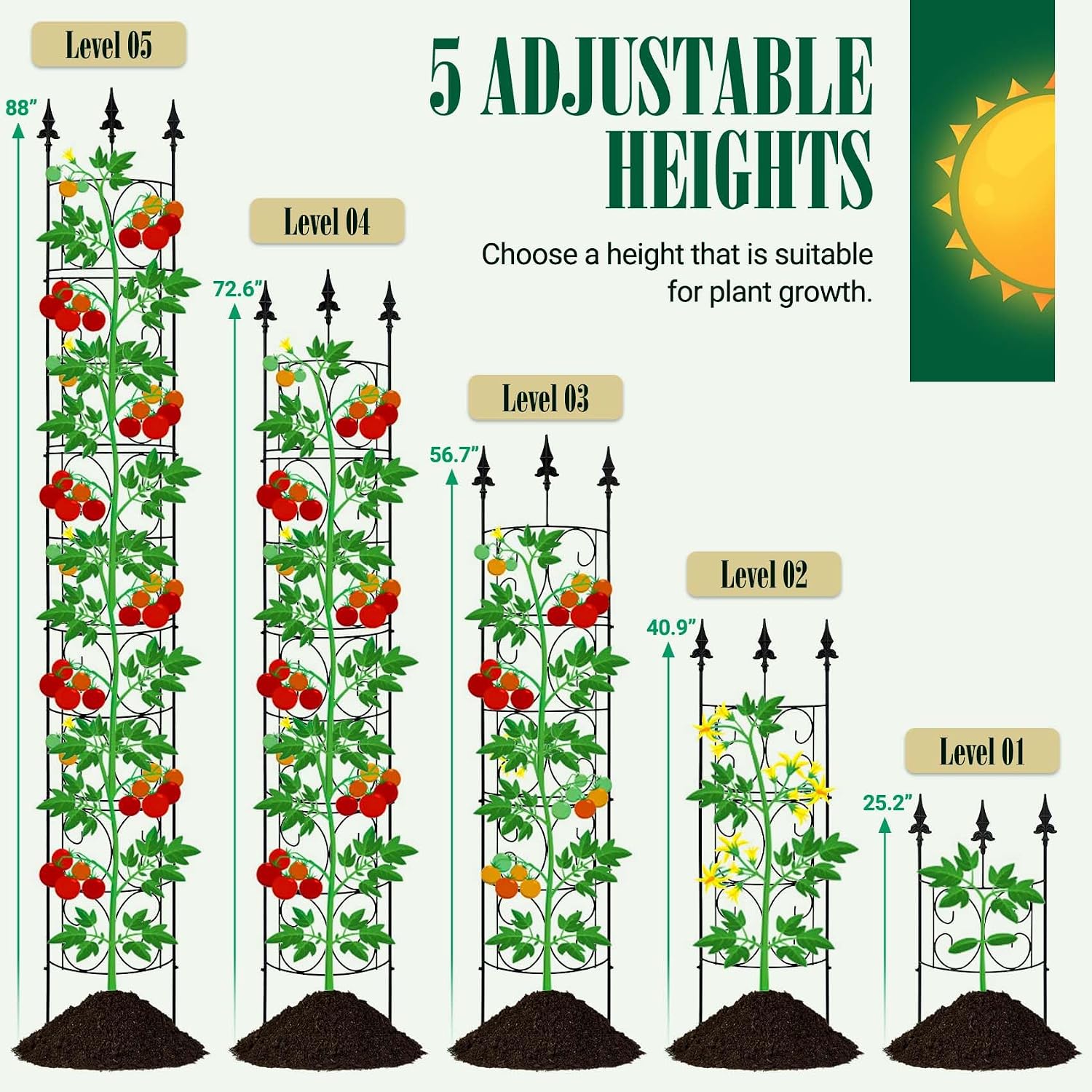 2 Pack 56.7'' H x 12'' W Garden Trellis for Climbing Plants Outdoor, Rustproof Metal Garden Flower Trellis, Rose