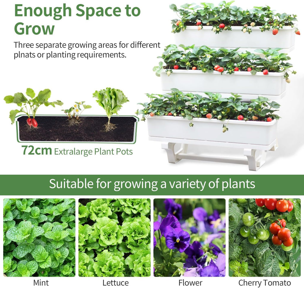 Planters for Outdoor Plants 3 Tiers Vertical Raised Garden Bed Freestanding Elevated Planter with Planter Tray for
