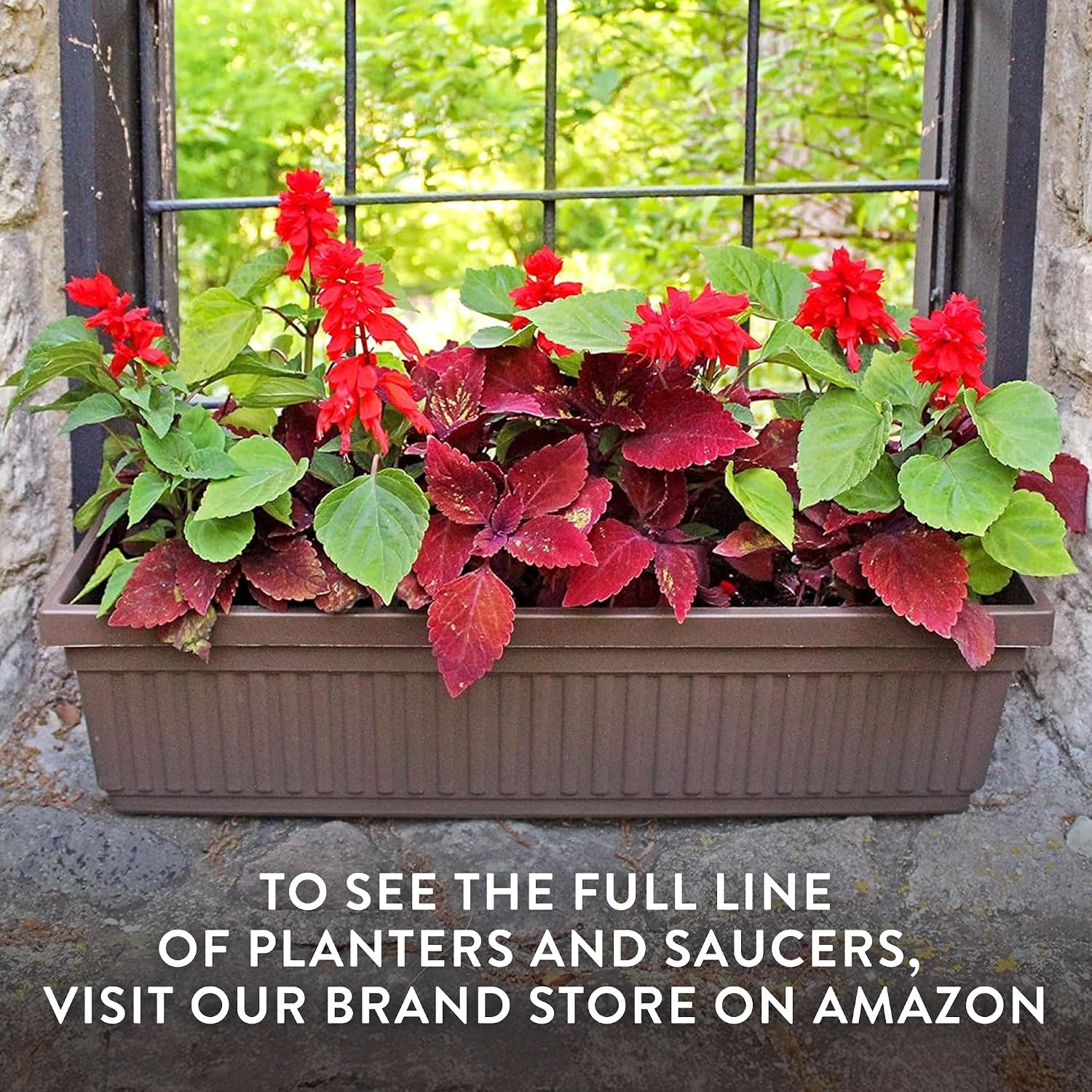 The HC Companies Venetian Rectangular Plant Tray - Lightweight Plastic Plant Saucer - Plant Drip Trays for Drainage