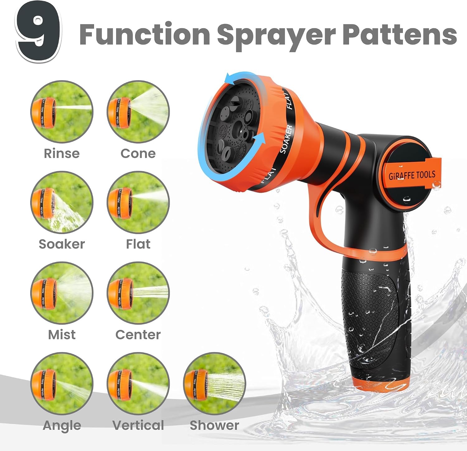 Giraffe Tools Garden Hose 50ft x 5/8", 304 Stainless Steel Metal Water Hose | Kink Free Garden Water Hose with 9