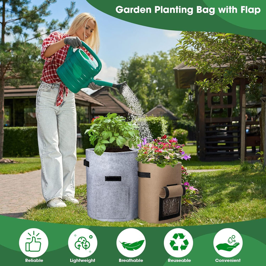 12 Pack Potato Grow Bags 10 Gallon 7 Gallon Garden Planting Bag with Flap Vegetable Grow with Handles and Harvest