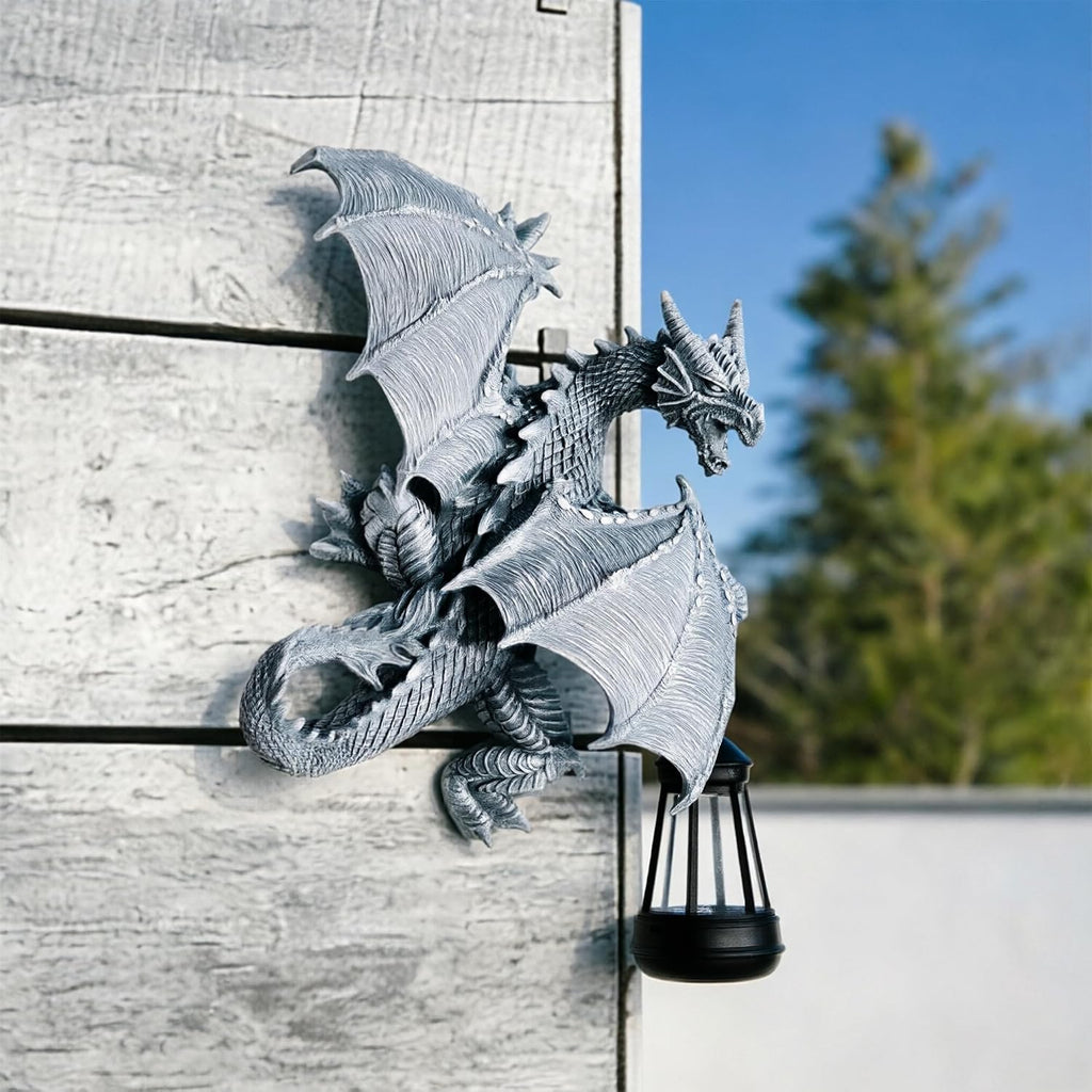 Dragon Tree Hugger Solar Garden Statue Outdoor Figurine Decor Lights | Unique Figurine Light Outdoor Statue Yard Lawn