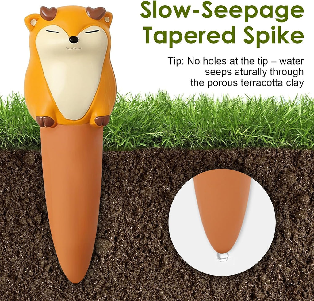 MCleanPin 4 Pack Plant Watering Spikes and Globes Handmade Terracotta Self-Watering Planter Insert Automatic Plant