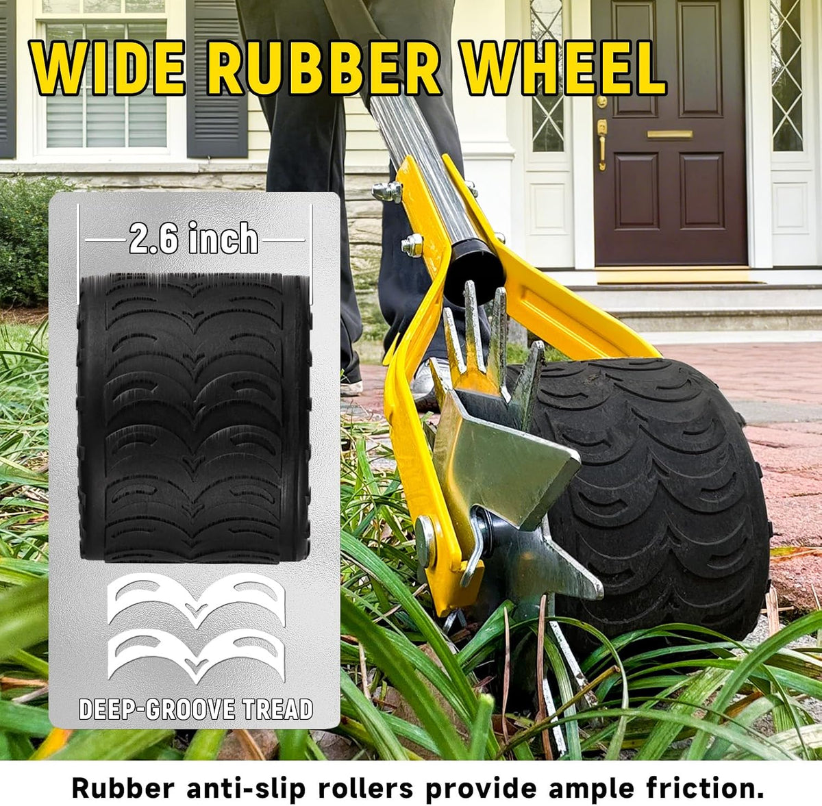 Manual Edger Lawn Tool, 75 Inch Wheel Rotary Edger for Lawn with Extra-Wide Wheel, Grass Edge Trimmer with Adjustable
