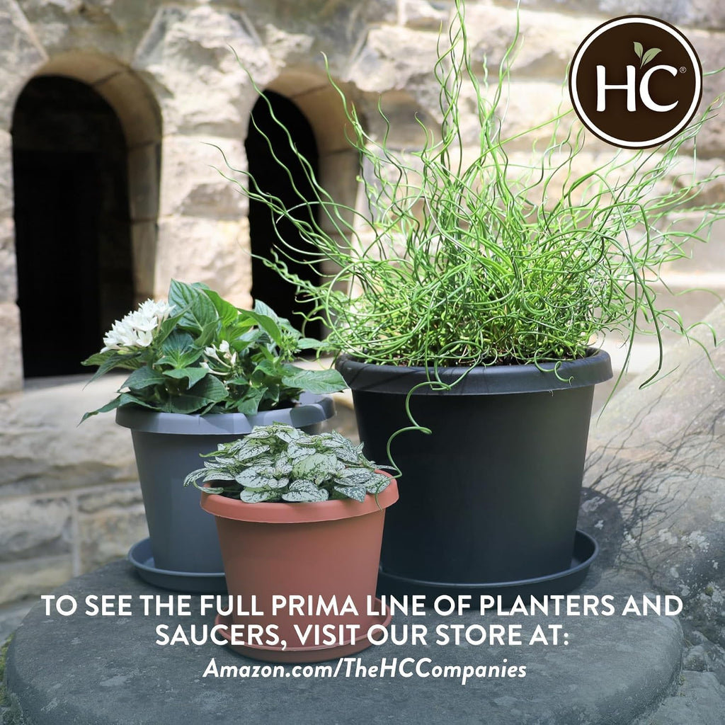 The HC Companies 16 Inch Round Prima Planter - Plastic Plant Pot with Rolled Rim for Indoor Outdoor Plants Flowers