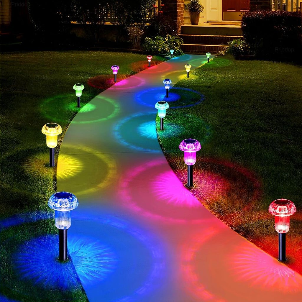 Priddop Solar Christmas Lights Outdoor Waterproof 16 Pack Color Changing