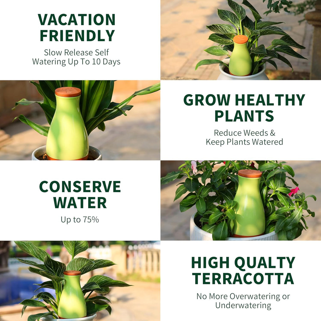 Soilagua 16 oz Drip Irrigation Stakes, Large Plant Watering Globes, Olla Pots Plant Watering Devices, Self Watering