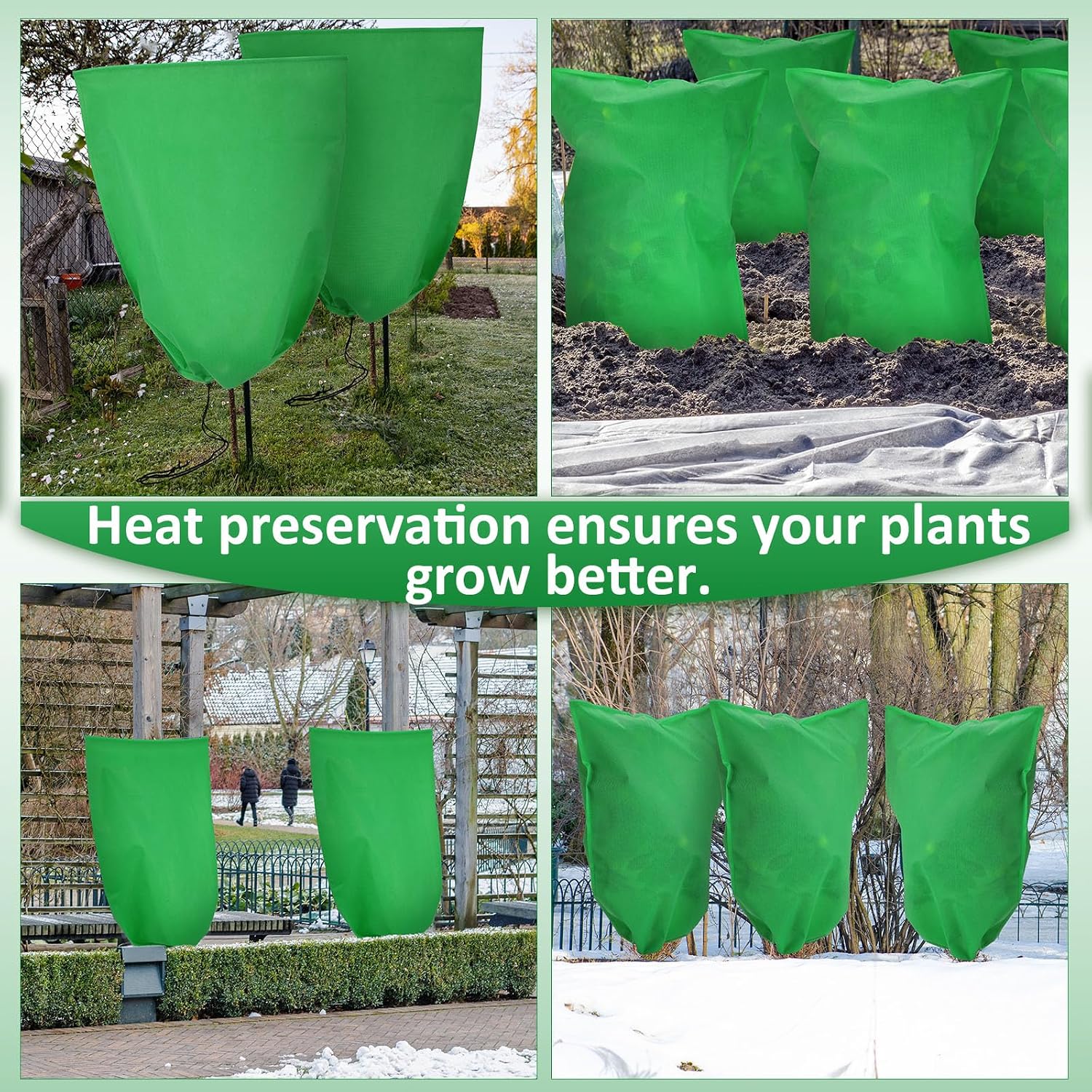 12 Packs Winter Plant Covers Freeze Protection Drawstring Tree Cover 23.62 x 31.5 in Large Reusable Frost Protection