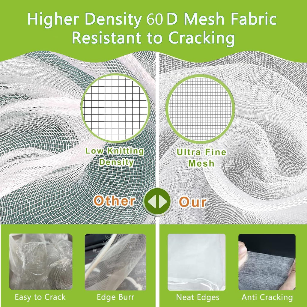 Drawstring Blueberry Netting for Bushes - 2Pack 3.28 * 2.62+ 2pack 4.92 * 3.94Ft - Easy Install Reusable Garden