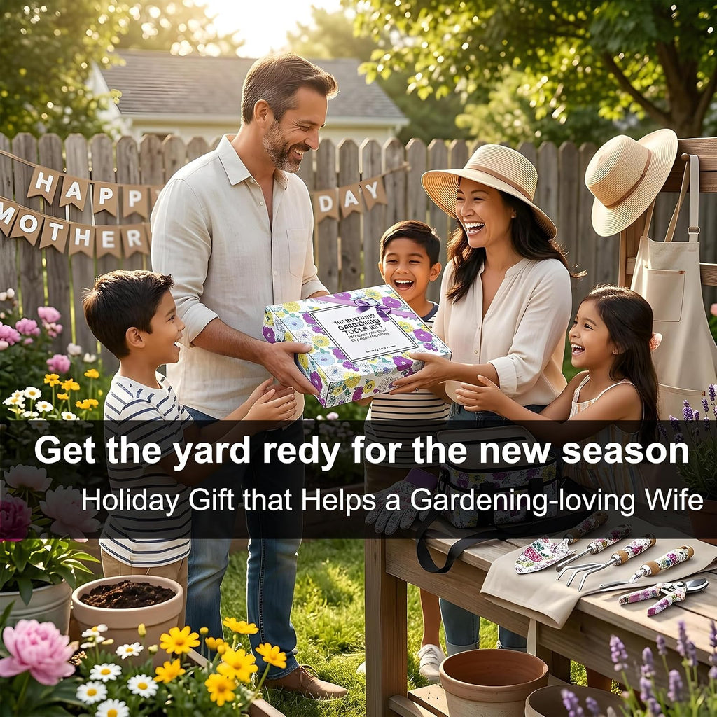 8-Piece Floral Garden Tool Set with Knee Pads & Gloves | Ideal Gift for Mom, Grandma, Spring Planting, Weeding, Pruning