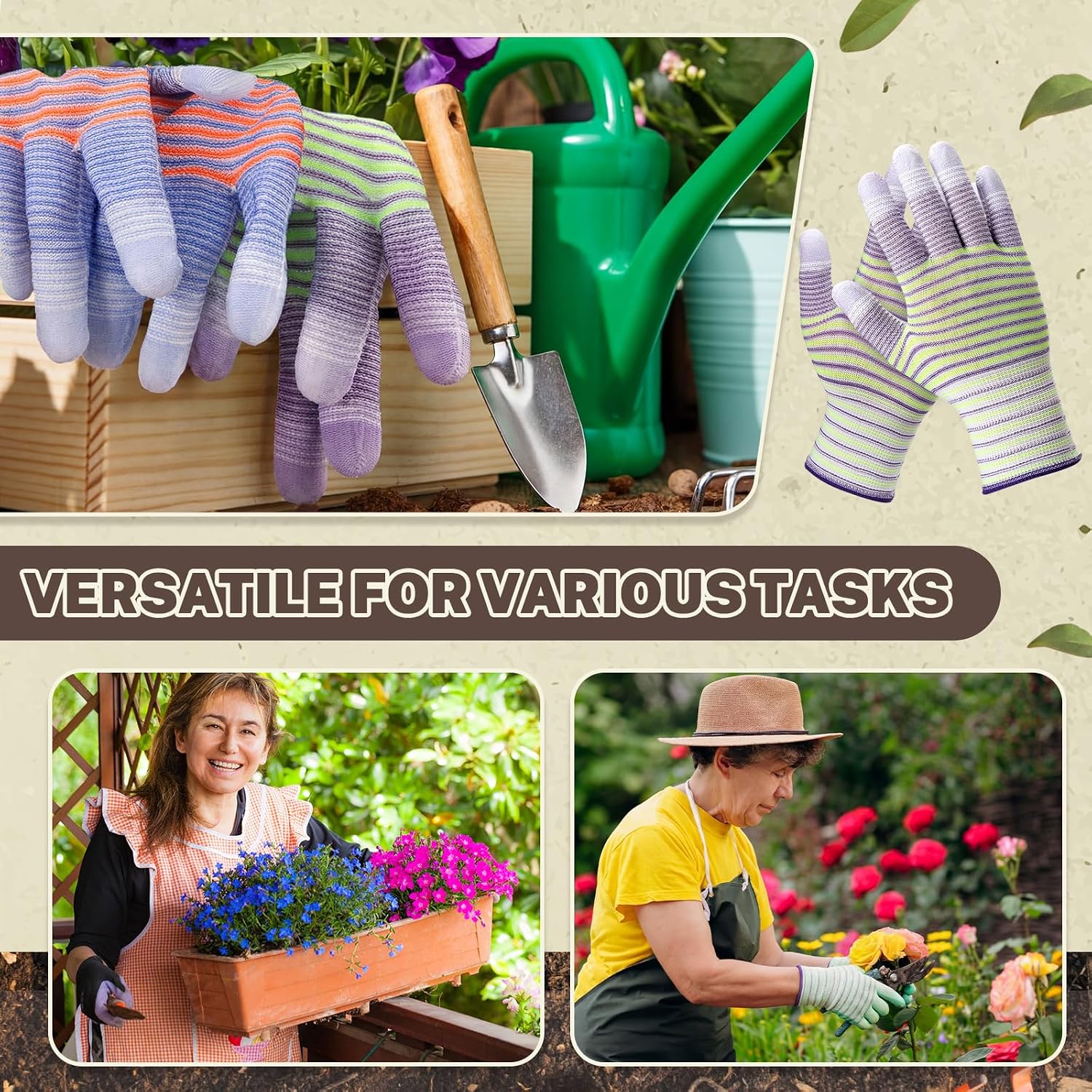 Chicingyou 50 Pairs Gardening Gloves Bulk for Women and Men, Disposable Yard Gloves Non Slip Rubber Coated, Breathable
