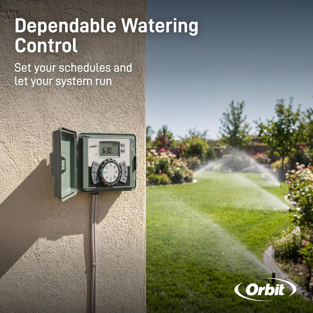 Orbit 4-Station Outdoor Swing Panel Sprinkler System Timer - for Residential Lawn Watering - Multi-Station Irrigation