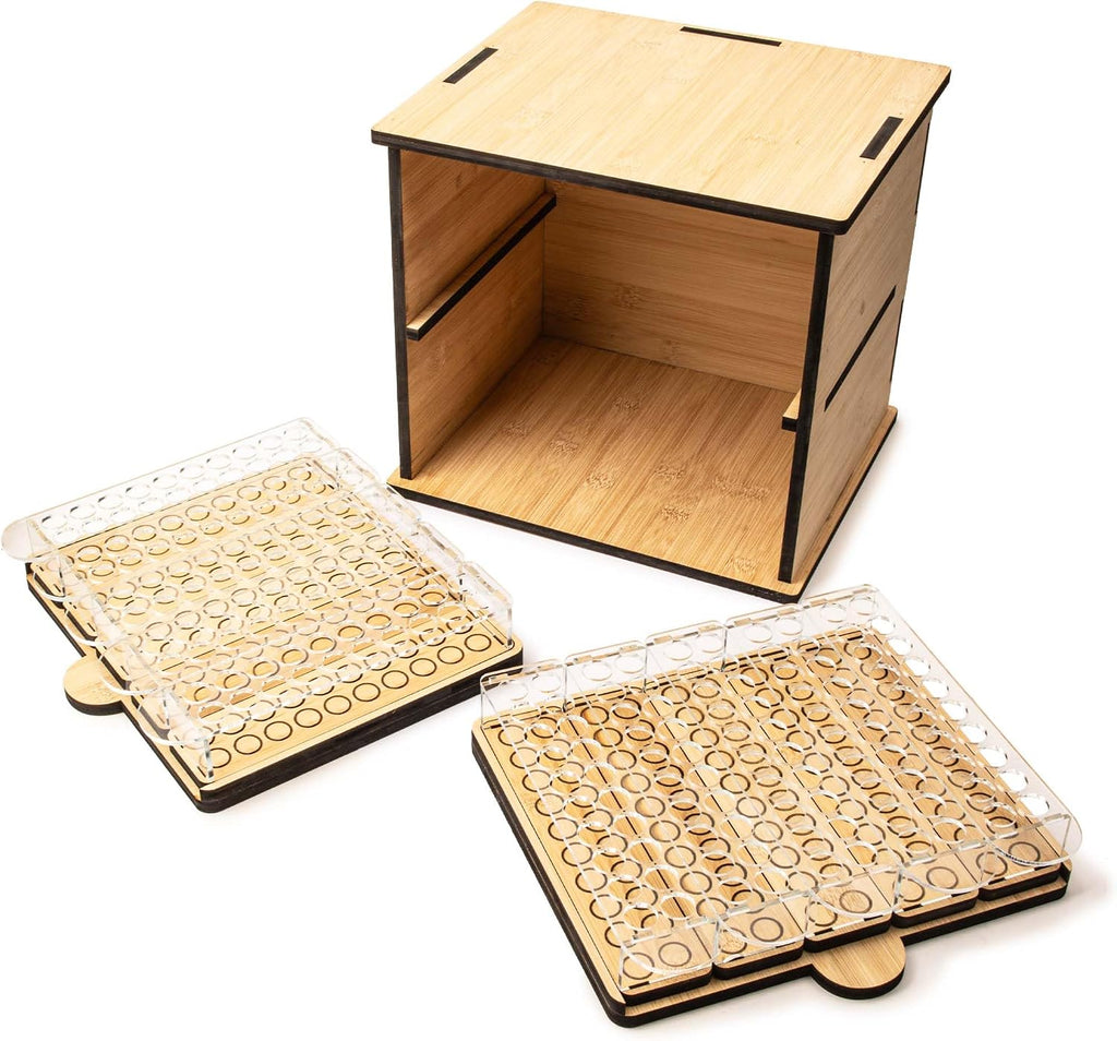 Bamboo Bead Cabinet – Bead Storage Organizer for Delica & Seed Bead Tubes – 60-Slot Wooden Rack for Jewelry Making &
