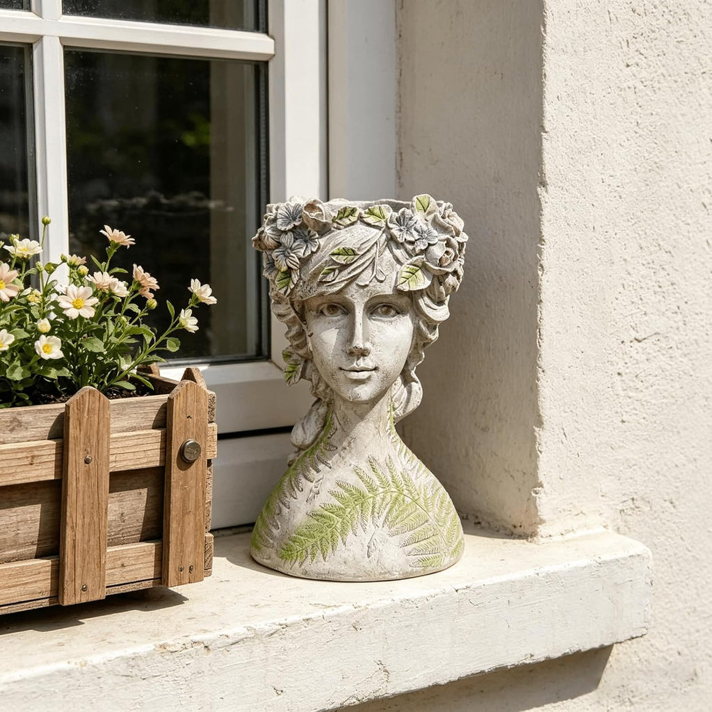 DiliComing Head-Planter Face-Planters Pot - 10 Inch Flower Pots Outdoor with Drainage Hole, Face Flower Pot Head