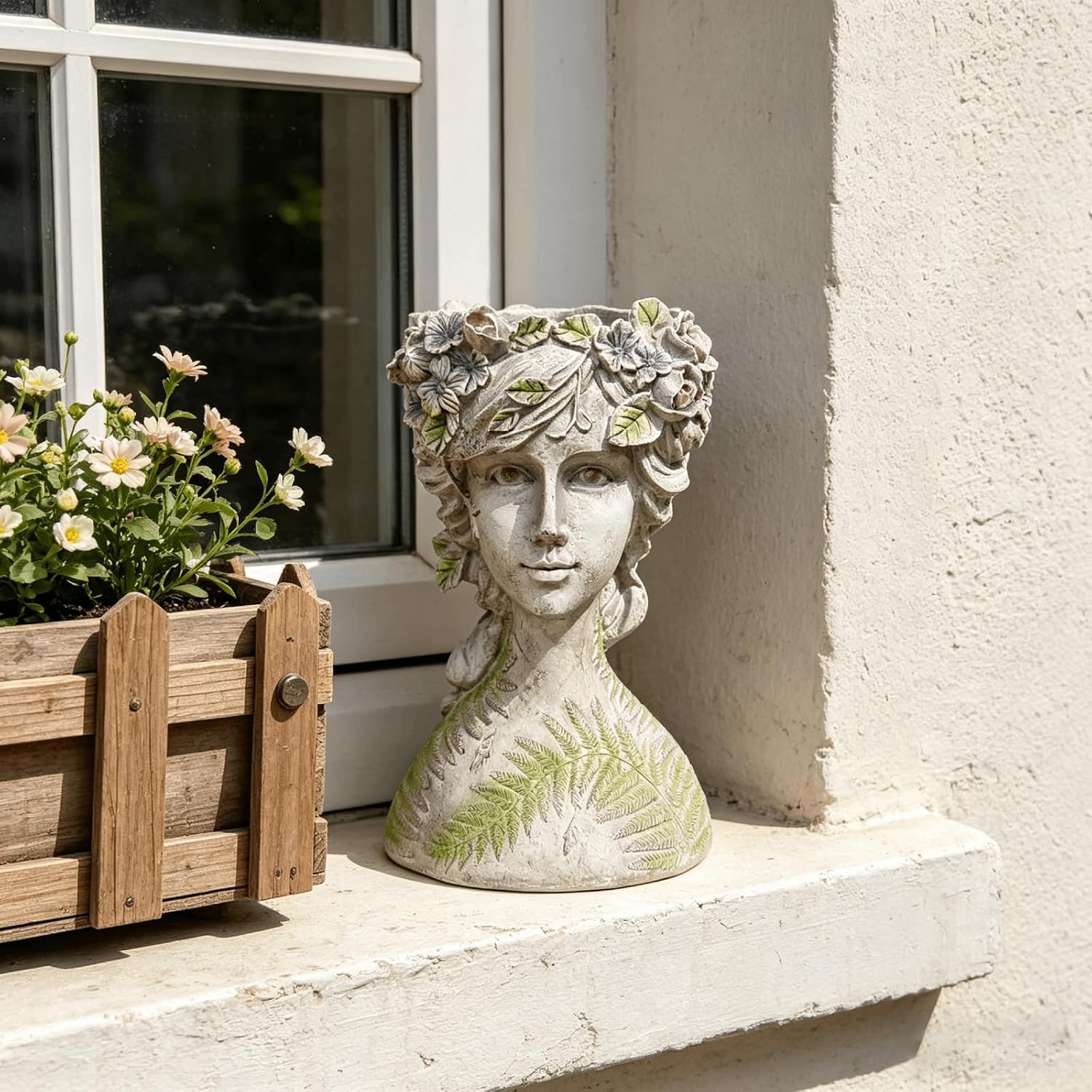 DiliComing Head-Planter Face-Planters Pot - 10 Inch Flower Pots Outdoor with Drainage Hole, Face Flower Pot Head