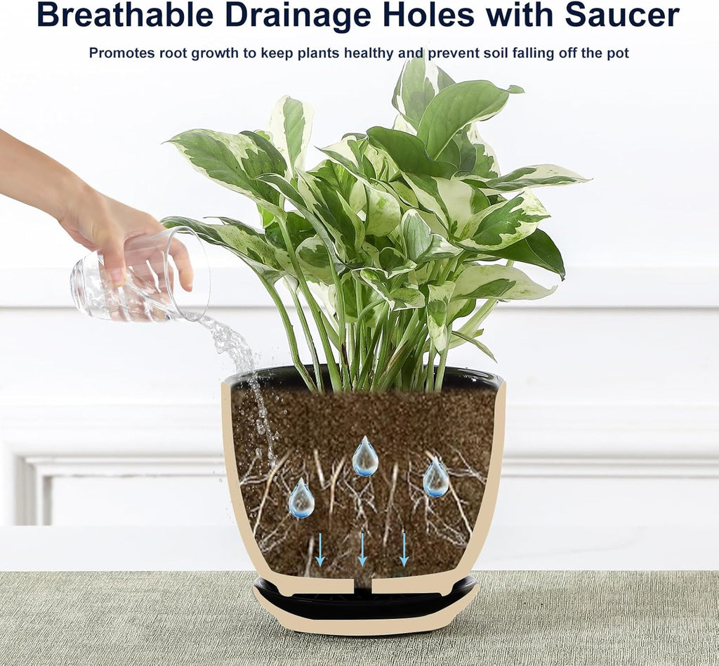 Sureasy Succulent Pots, 3.5 Inch Flower Pots for Indoor Plants, Small Plant Pots with Saucer & Drainage, Decorative