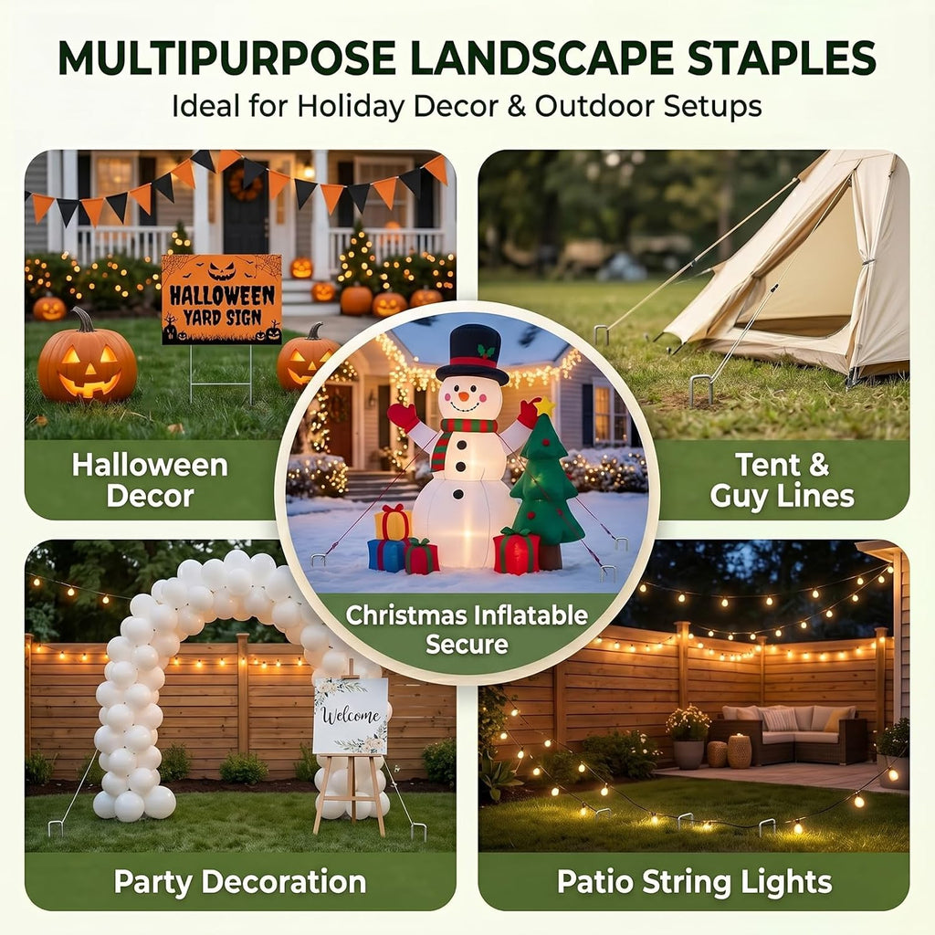 6 Inch 200 Pack Galvanized Landscape Staples, FUOAUYK Heavy Duty Garden Staples 11 Gauge for Weed Barrier and Landscape