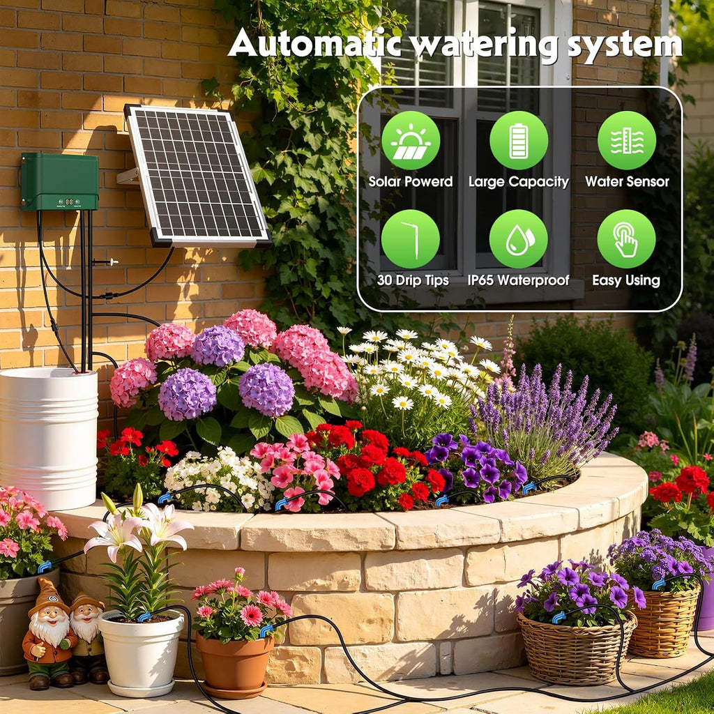 10W Solar Automatic Plants Watering System for Summer Garden Drip | Programmable Intelligent Pump Controller Kit with
