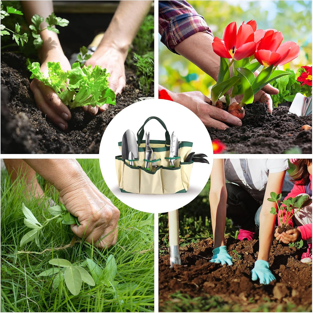 Gardening Supplies, Garden Tool Set, 19 Pcs Stainless Steel Garden Tool Kit with Bag, Ideal Gardening Gifts for Women