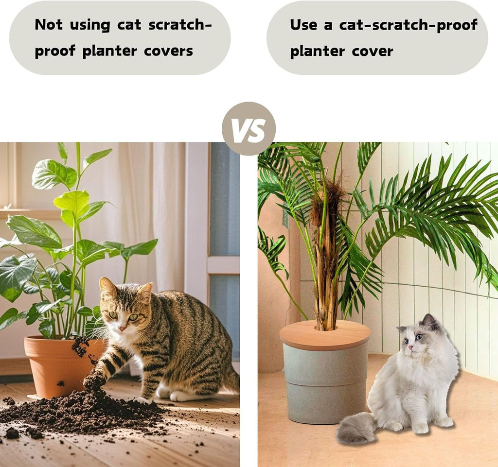 13.7 Inch Plant Pot Grid from Animals, Wooden Plant Pot Cover, Indoor Plant Protector from Cats, Flowerpot Decorative