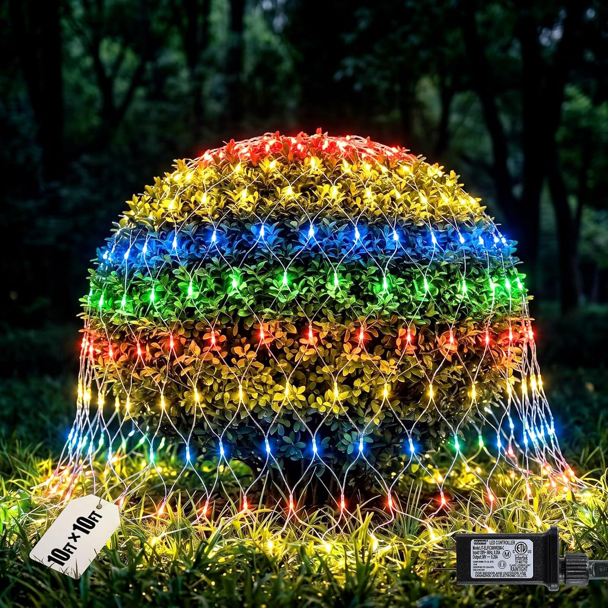 10x10FT Christmas Net Lights Outdoor Plug in with 8 Modes