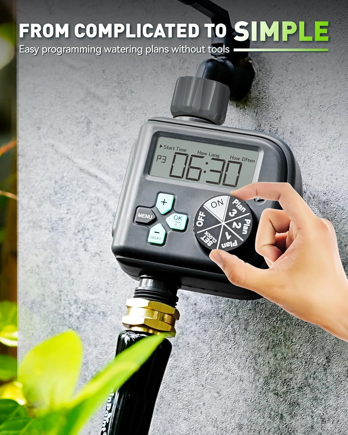 RAINPOINT Sprinkler Timer with 3 Independent Programs, Hose Timer with Rain Delay/Manual/Automatic Irrigation System