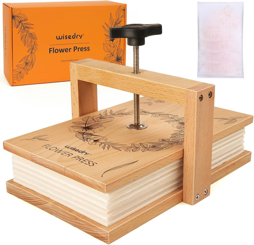 wisedry Flower Press Kit with Silica Gel Packets, Easy One-Step Pressing, Even Pressure, 6 Layers, 10 x 6 inch Flower Press Kit for Kids and Adults, Great Gifts for Anyone Who Loves Flowers and Crafts