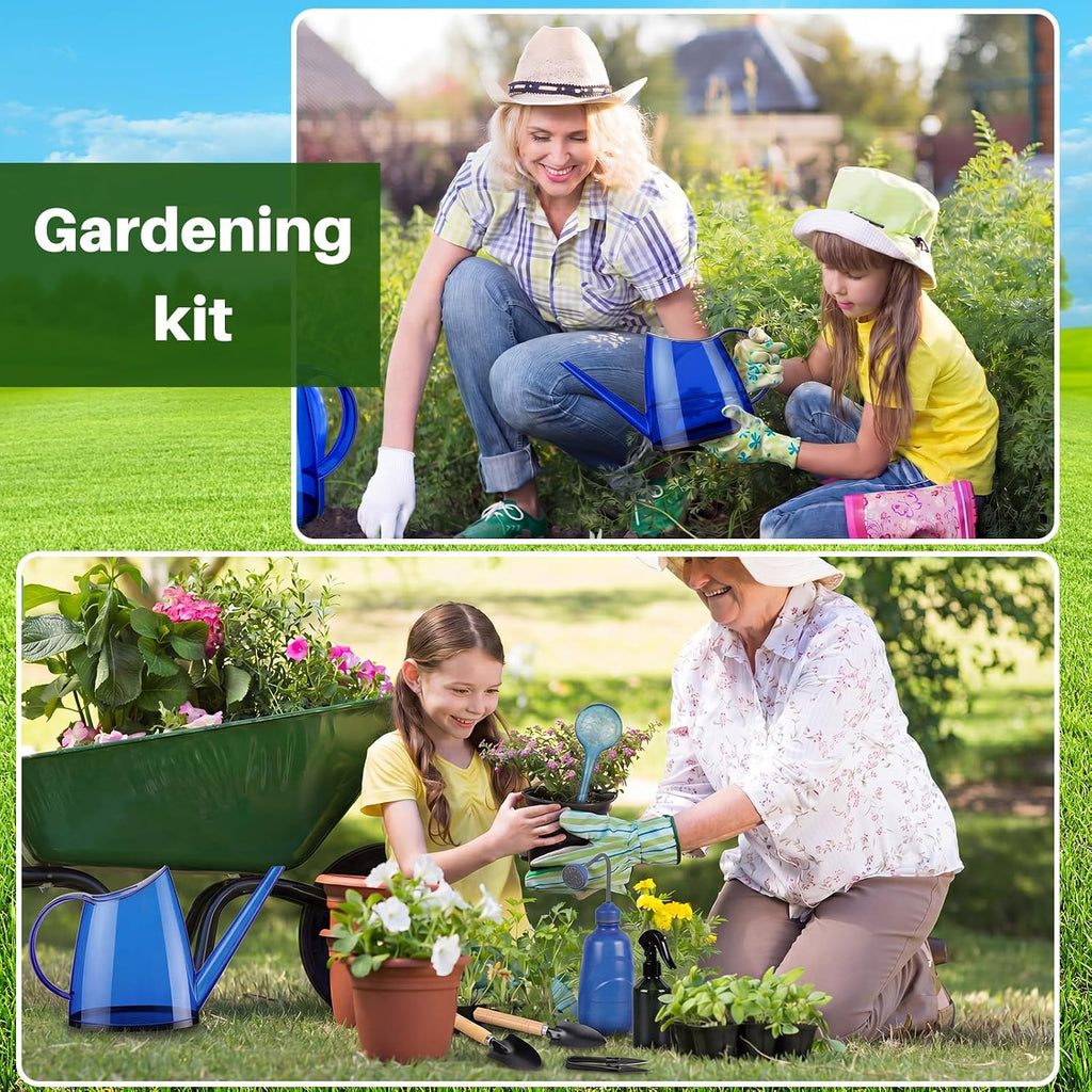 Indoor Plant Watering Can Set, 13 Pcs Garden Set with 47 oz Long Spout Can, Spray Mister, Squeeze Bottle, 6 Self