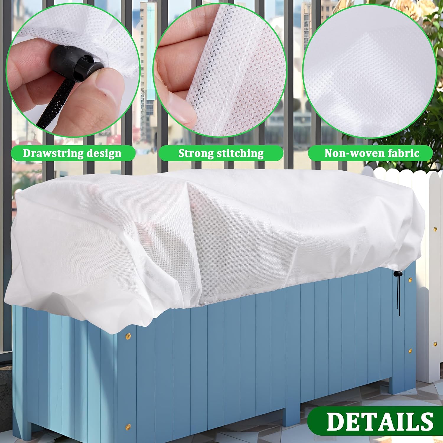 DECOHS 3 Pcs Rectangular Winter Plant Freeze Protection Cover - 39.3" x 17.7" x 15.7" Balcony Planter Box Cover - Frost