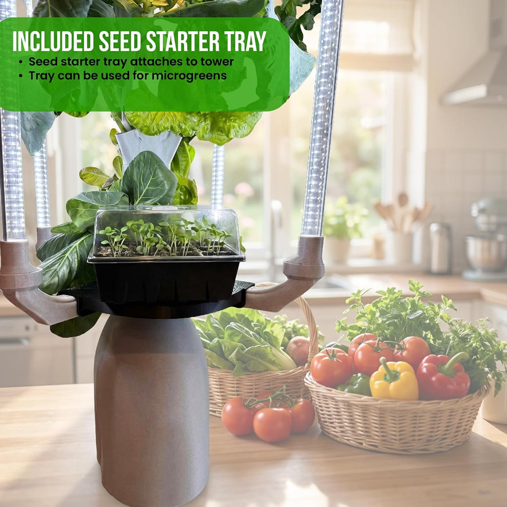 Hydroponic Tower Planter for 18 Plants - Vertical Indoor System | Complete Plant Growing Starter Kit, Herb and