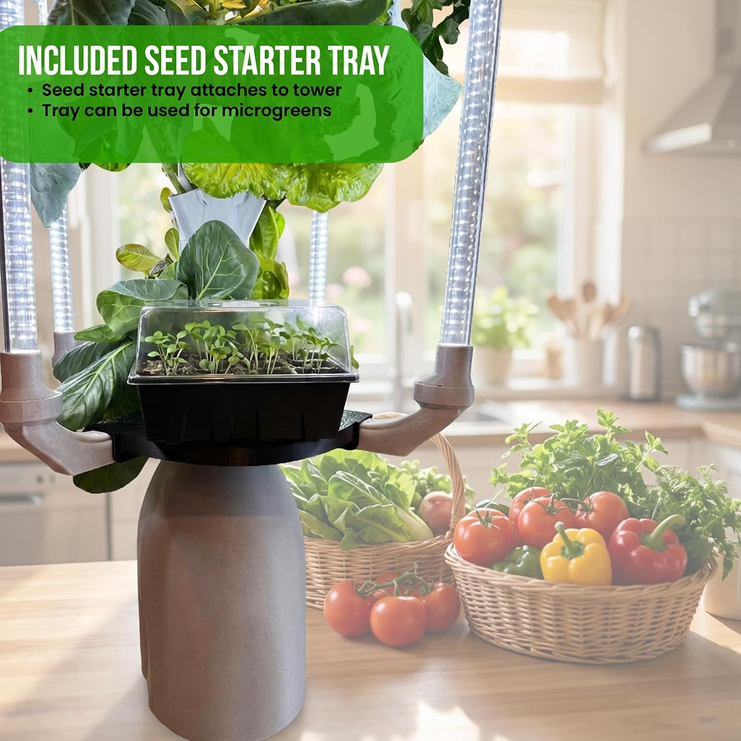 Hydroponic Tower Planter for 18 Plants - Vertical Indoor System | Complete Plant Growing Starter Kit, Herb and