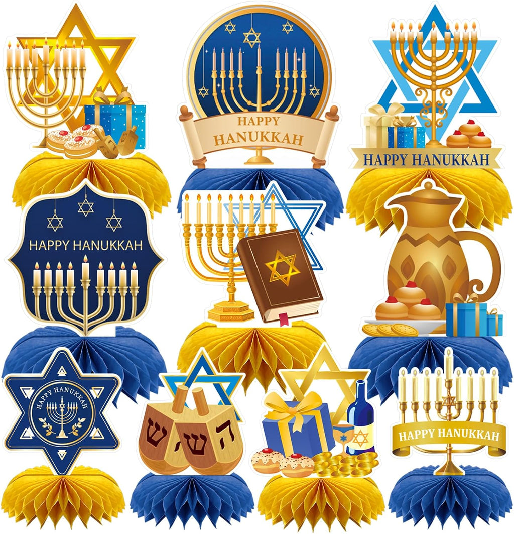 Hanukkah Table Decorations, 10Pcs Chanukkah Honeycomb Centerpieces
