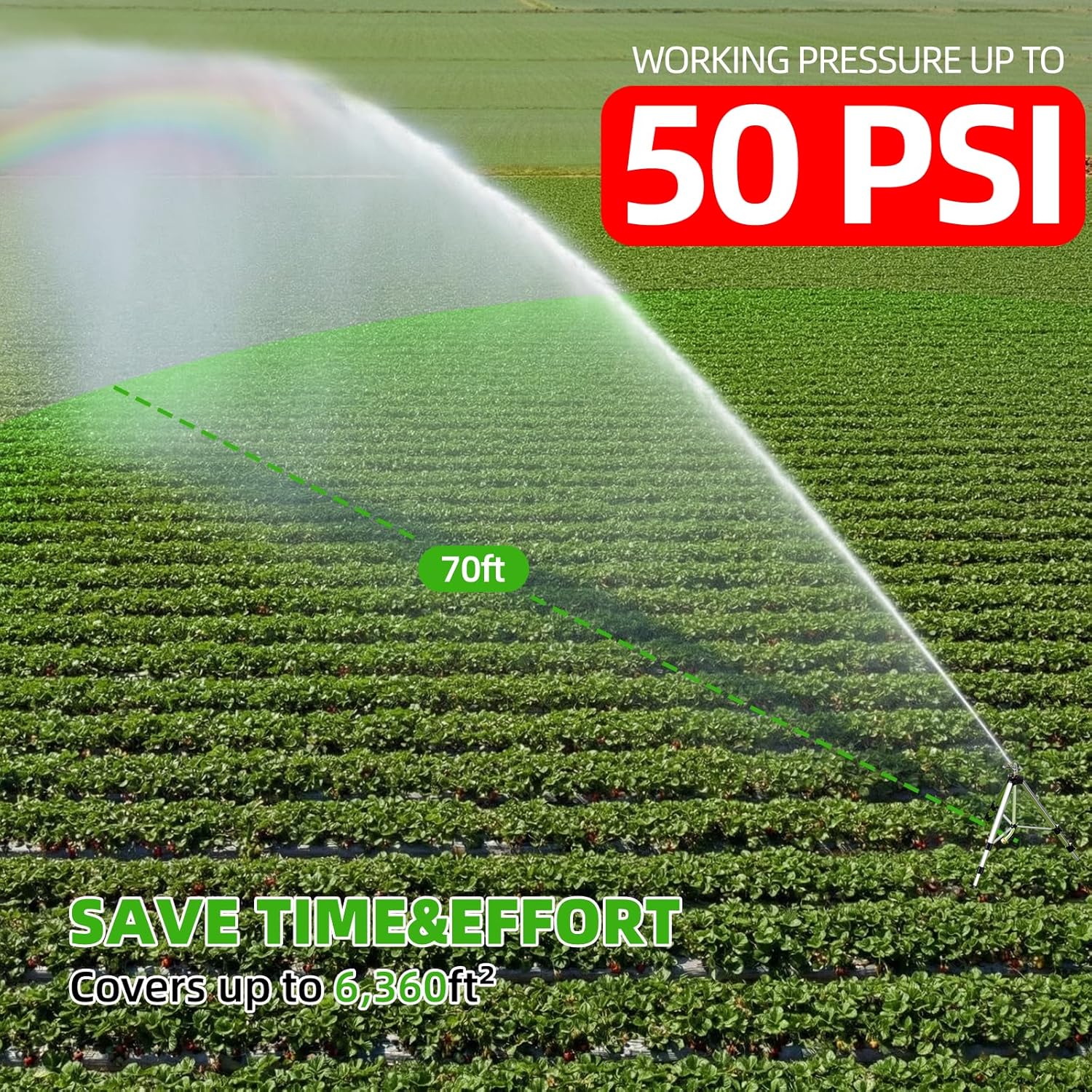 SPECILITE Brass Impact Tripod Sprinkler for Yard Lawn Garden Irrigation | Heavy Duty Metal Telescoping, Pulsating, 360°