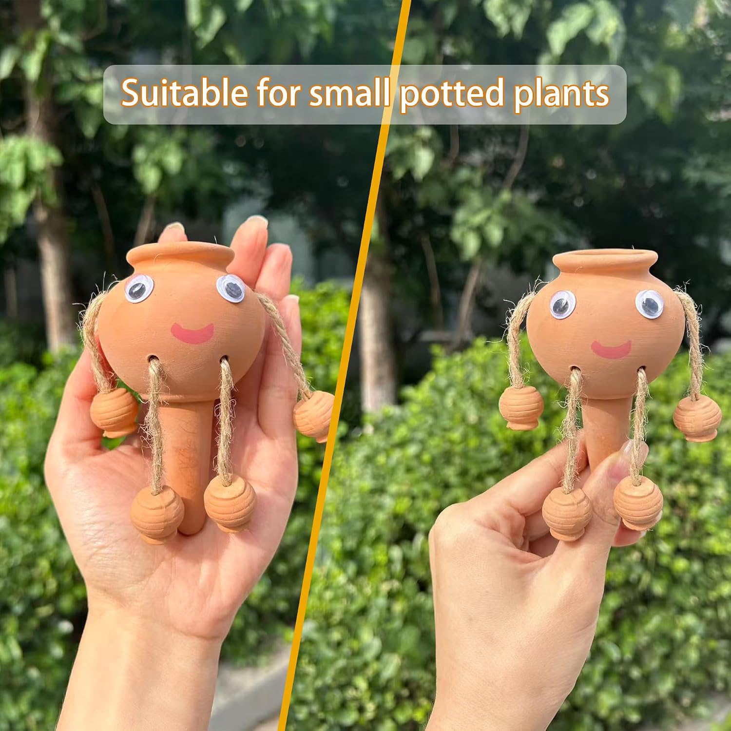 2 Pack Terracotta Watering Spikes, Cute Ceramic Self Watering Insert for Indoor Plants, Decorative Automatic Waterer &