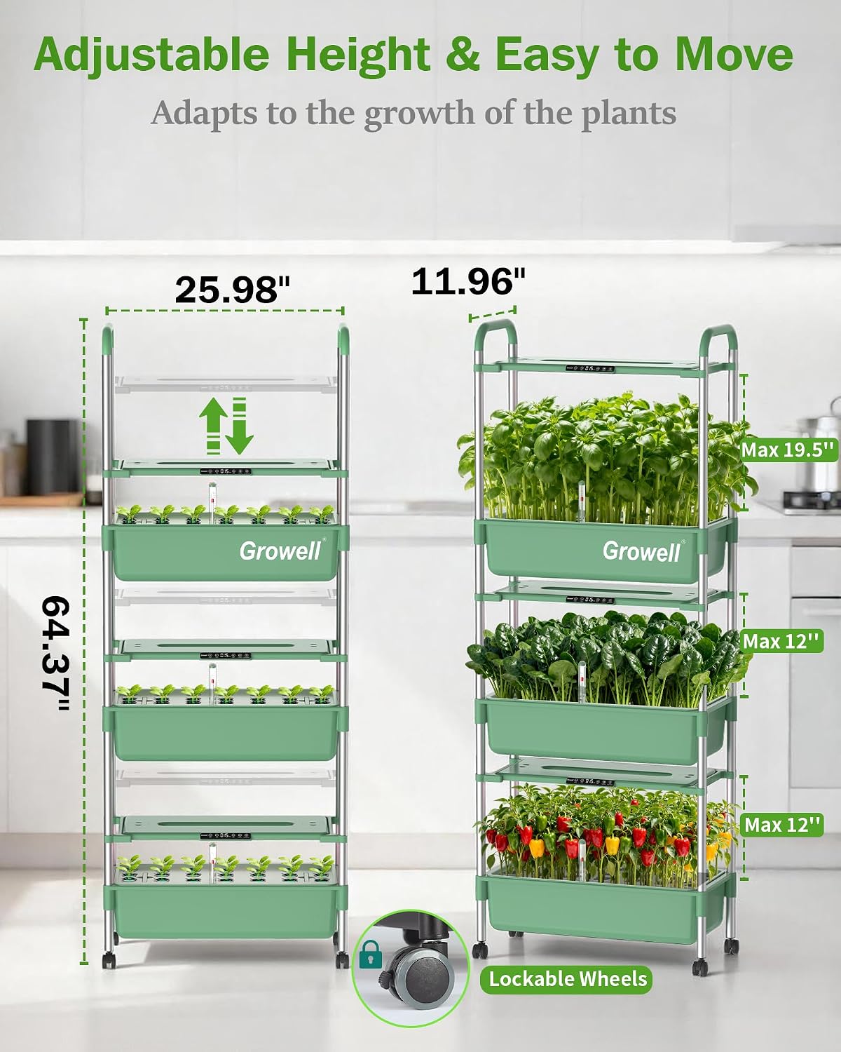 Growell Large Hydroponics Growing System Kit, 81 Pods Vertical Indoor Herb Garden Kit with LED Grow Light & Independent